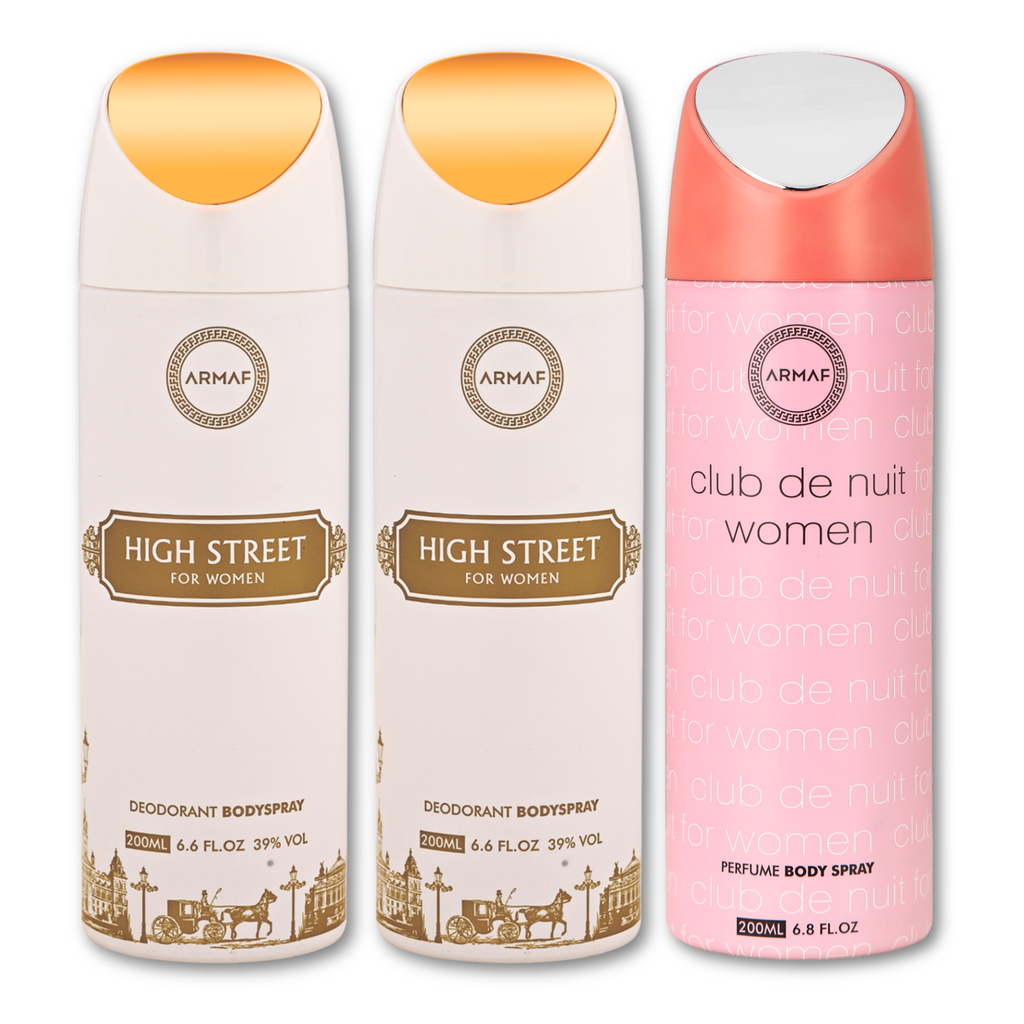 Armaf High Street & Club De Nuit Women Deodorant for Women - 200ML Each (Pack of 3)